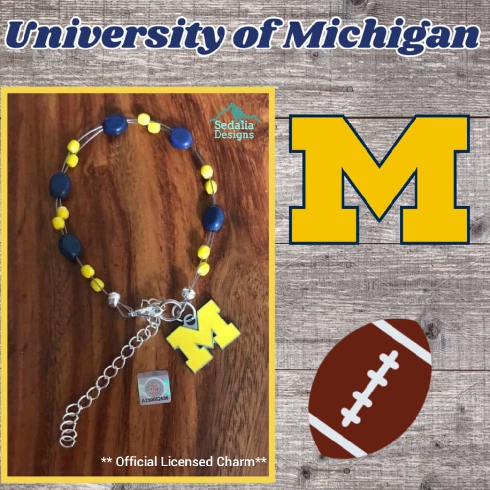 University  Charm Bracelet Handmade